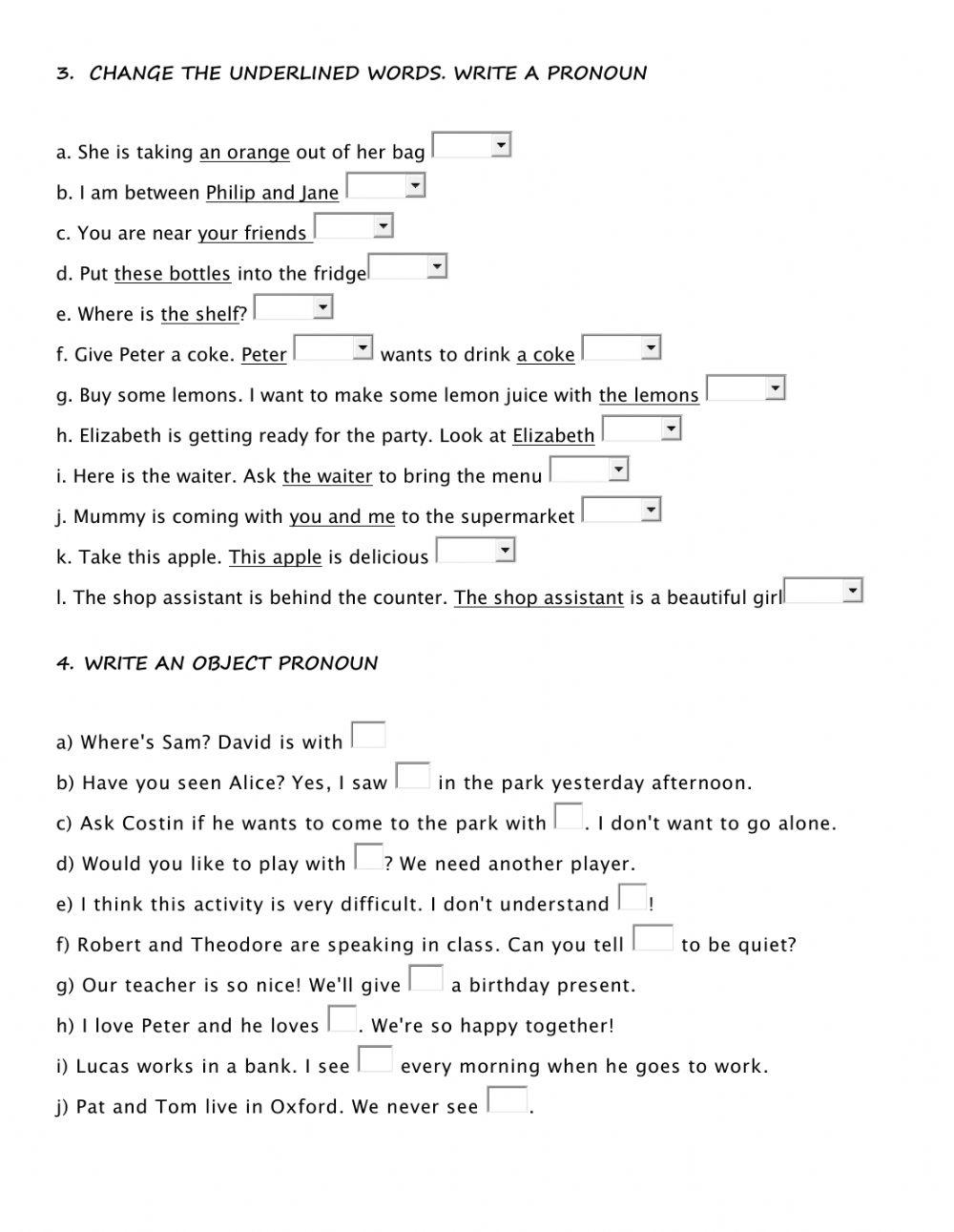 Subject and Object Pronouns