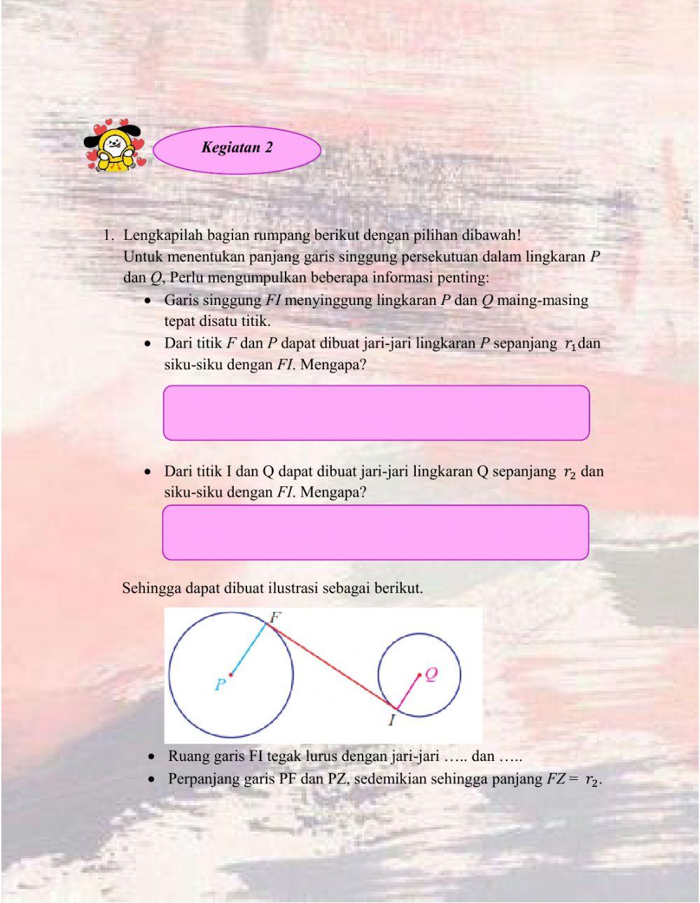 LKPD garis singgung persekutuan dalam dua lingkaran
