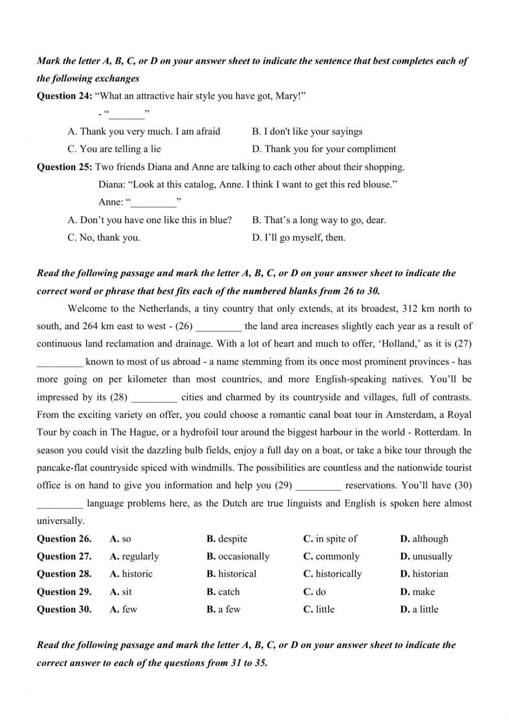 Đề thi thử Tiếng Anh THPT Quốc gia số 15