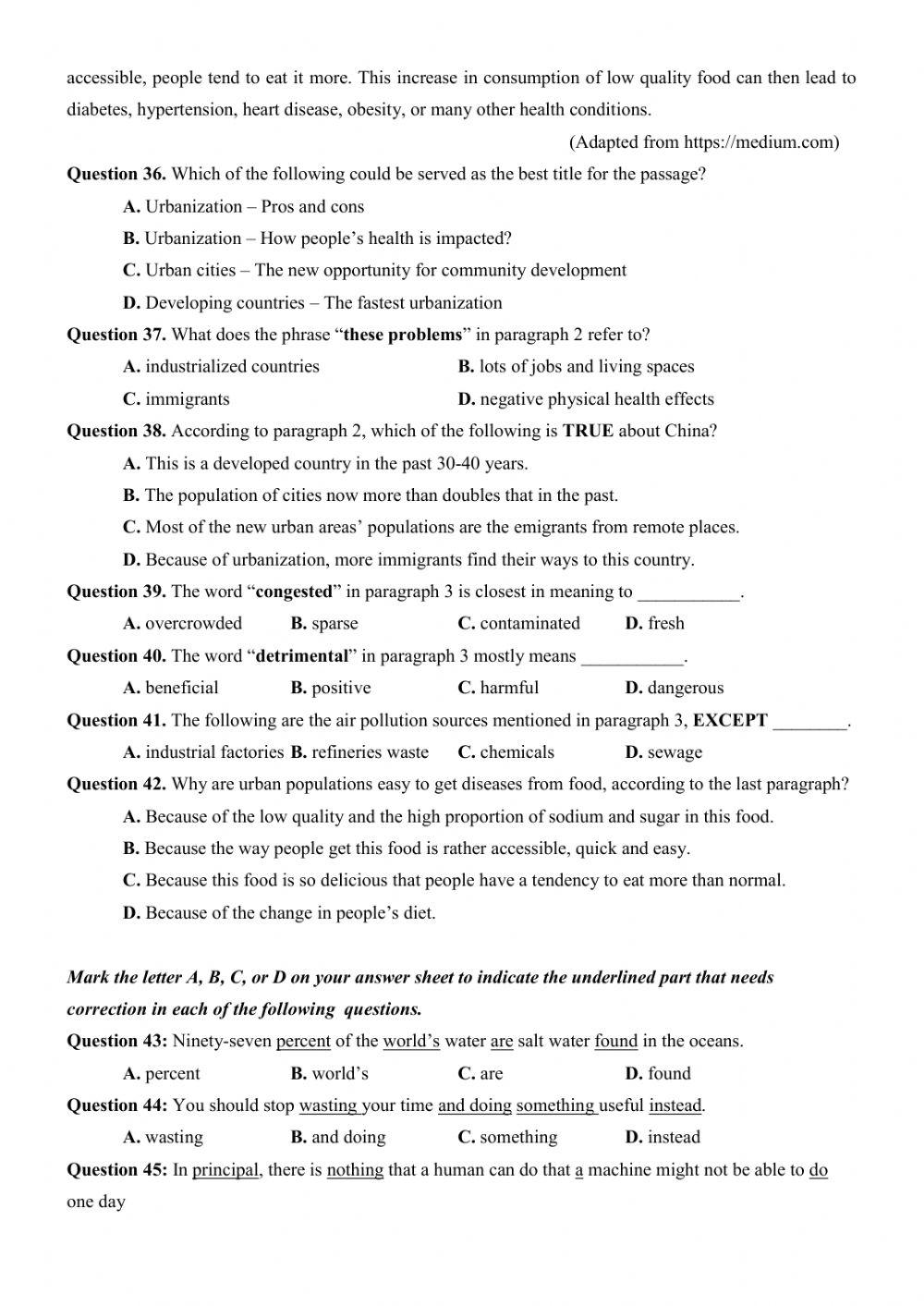 Đề thi thử Tiếng Anh THPT Quốc gia số 15