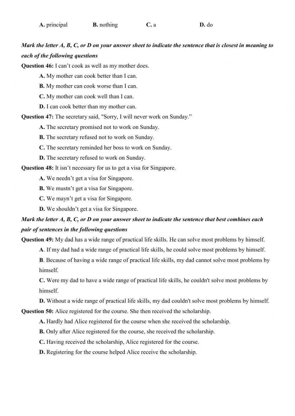 Đề thi thử Tiếng Anh THPT Quốc gia số 15