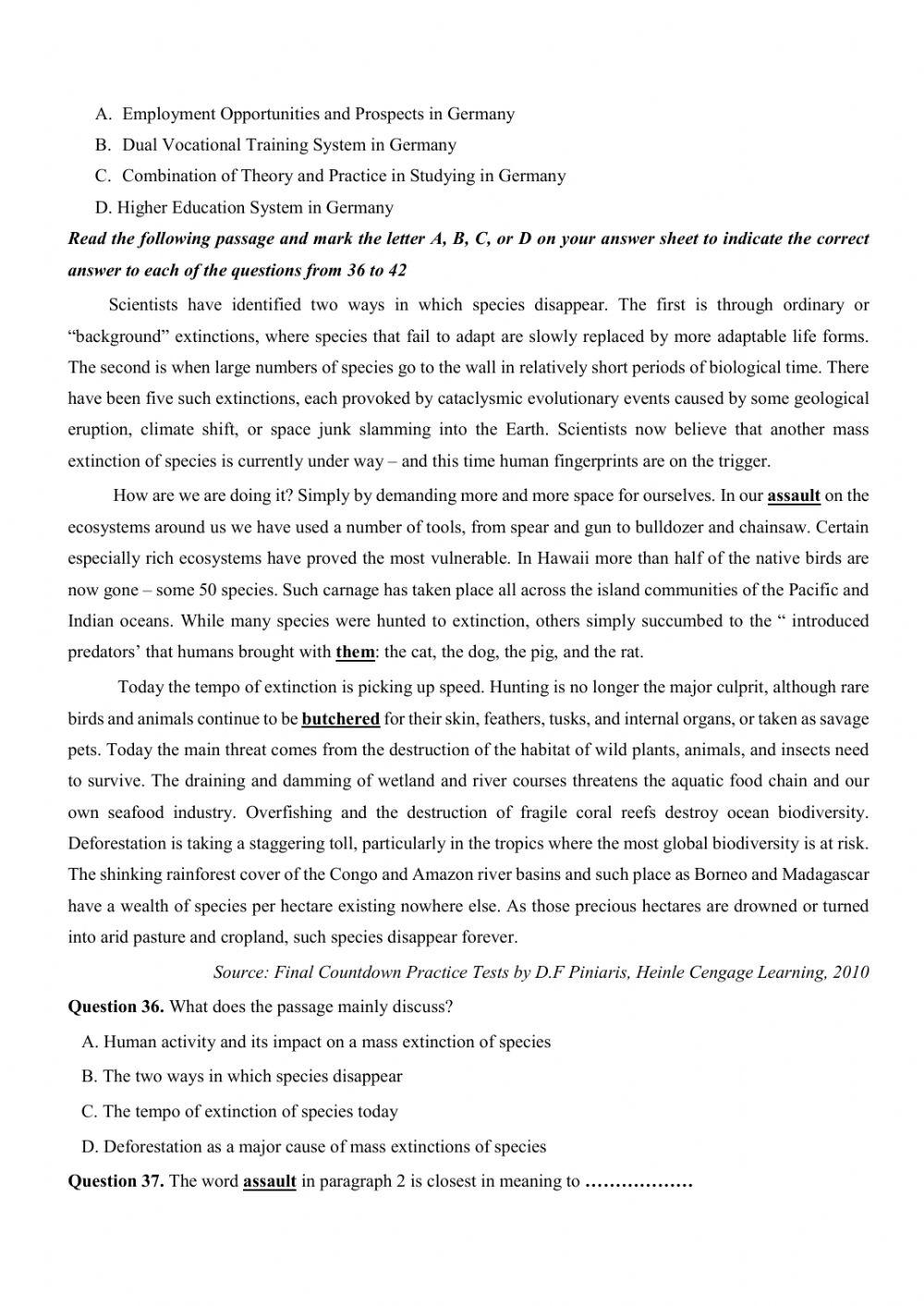 Đề thi thử Tiếng Anh THPT Quốc gia số 16