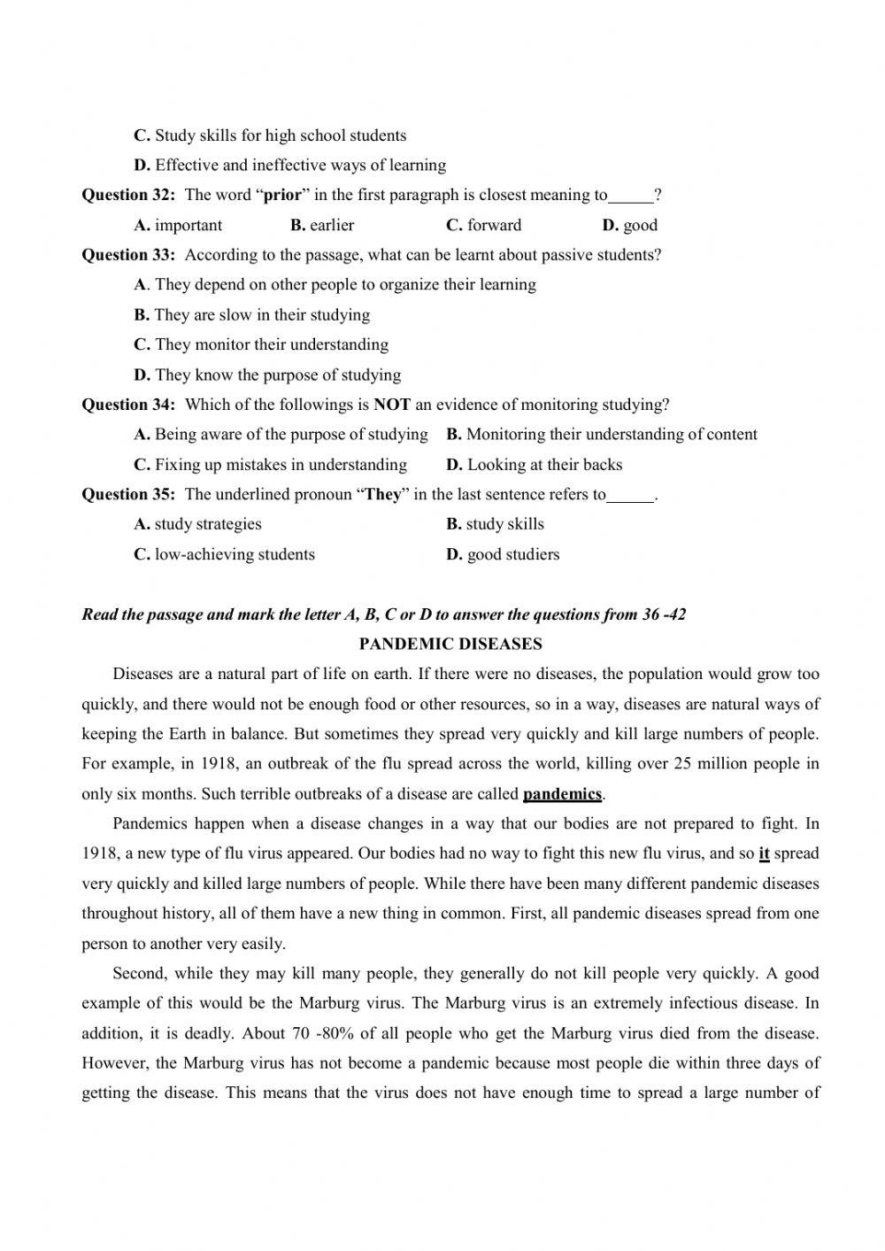 Đề thi thử Tiếng Anh THPT Quốc gia số 17