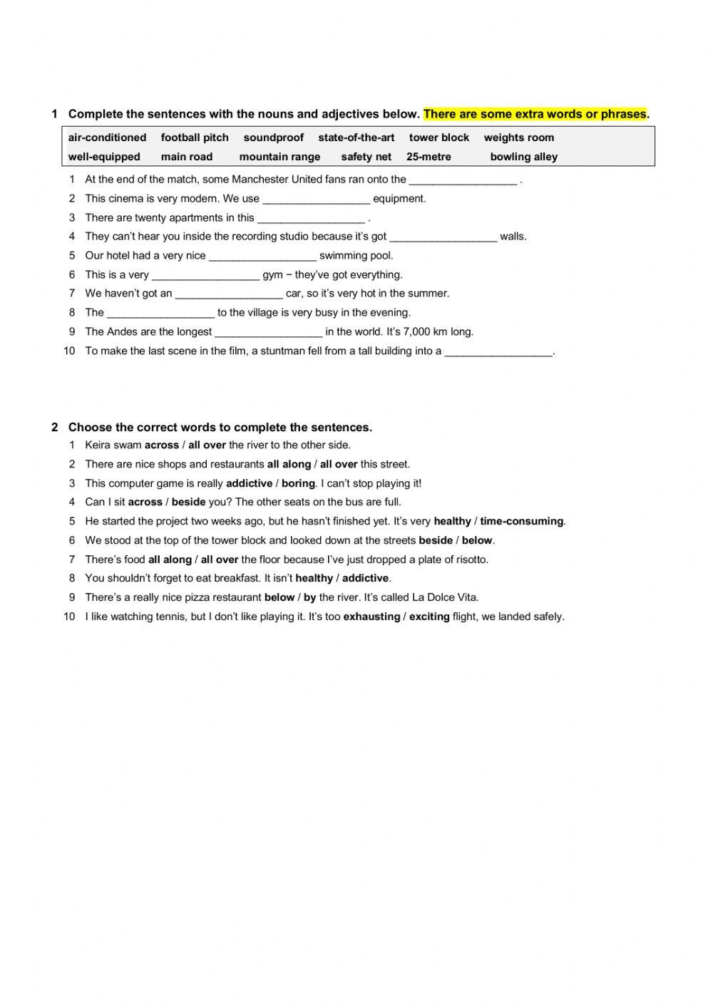 Vocabulary (collocations)