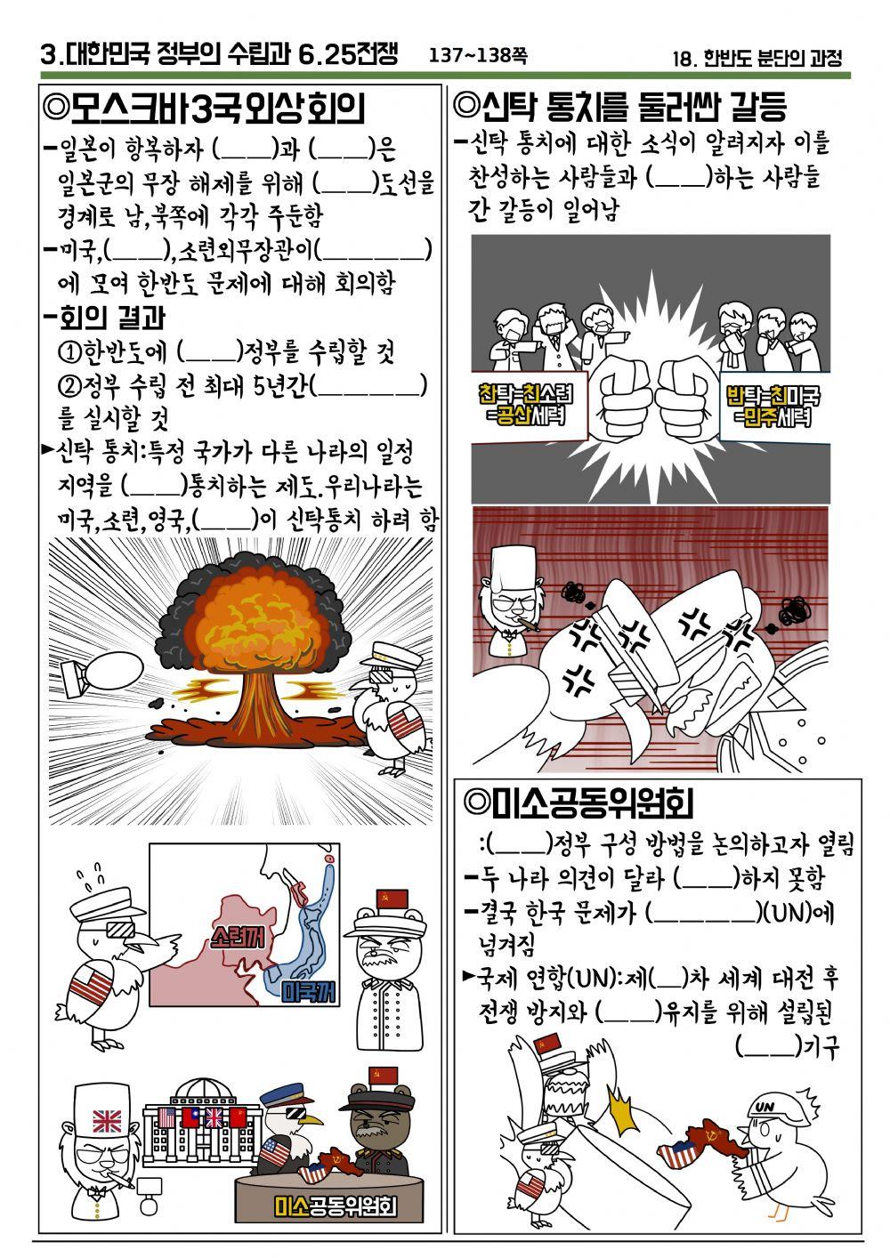 까막샘 만화학습지(18. 한반도 분단의 과정)