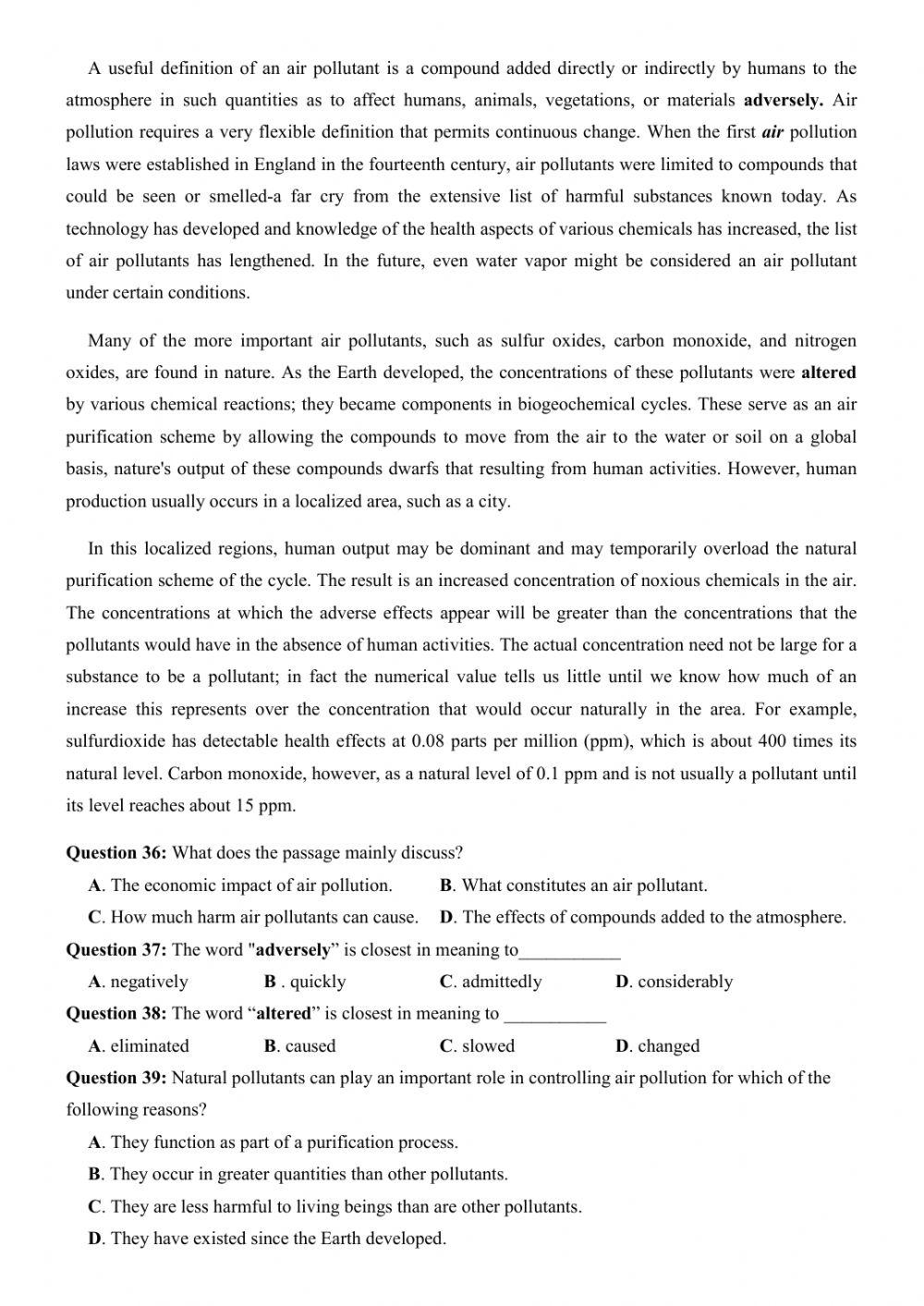 Đề thi thử Tiếng Anh THPT Quốc gia số 18