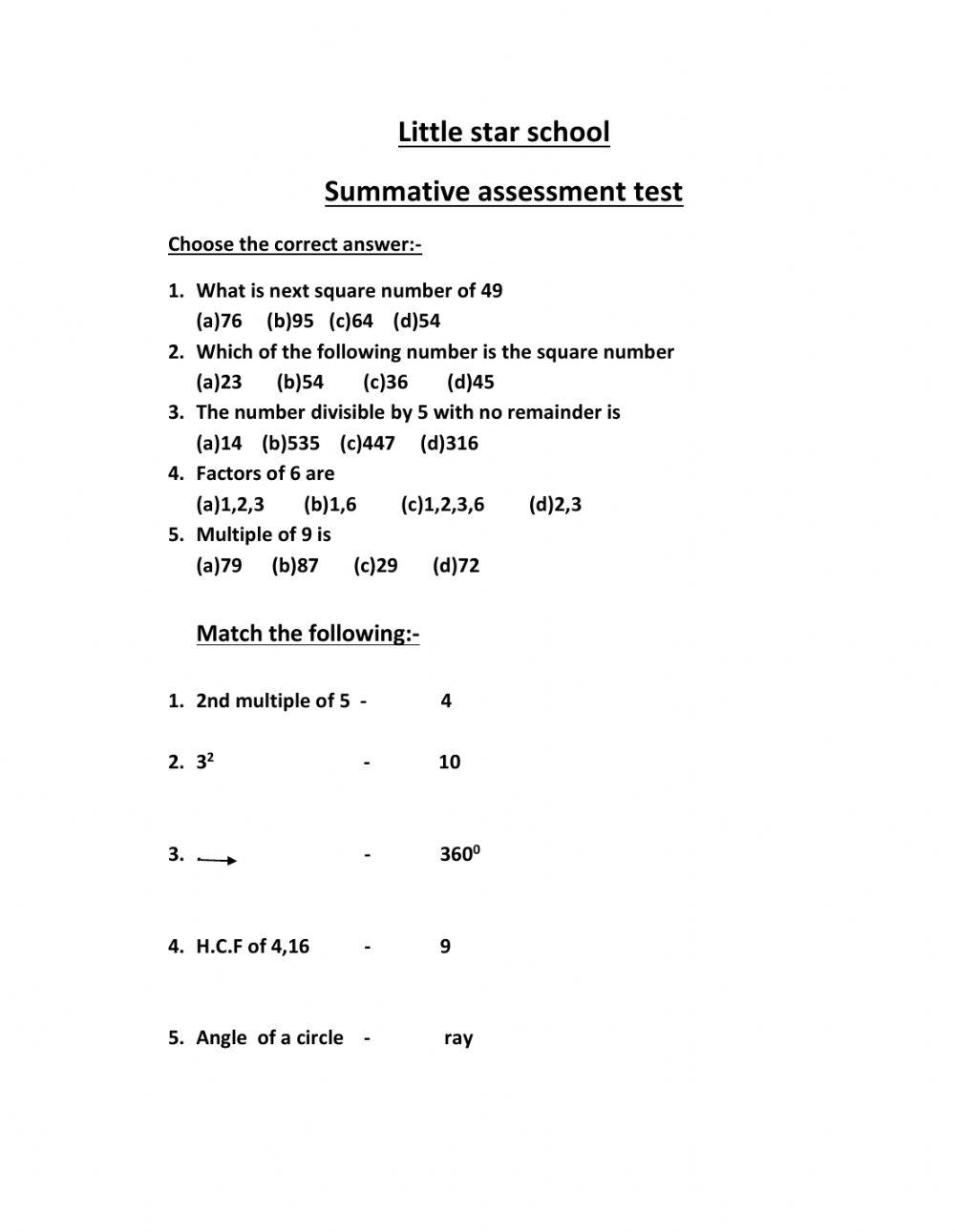 Maths online exercise for grade5 | Live Worksheets