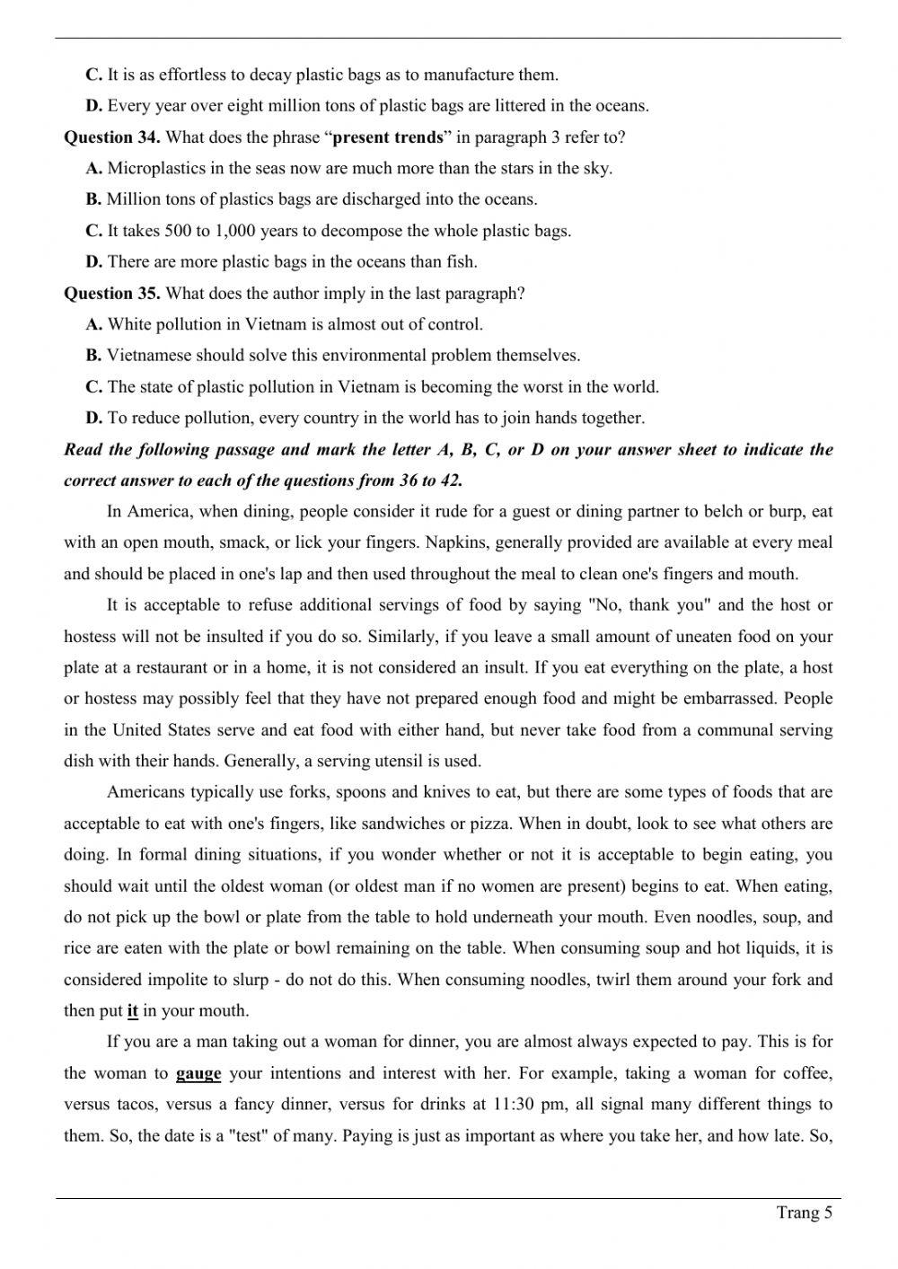 Đề thi thử Tiếng Anh THPT Quốc gia số 19