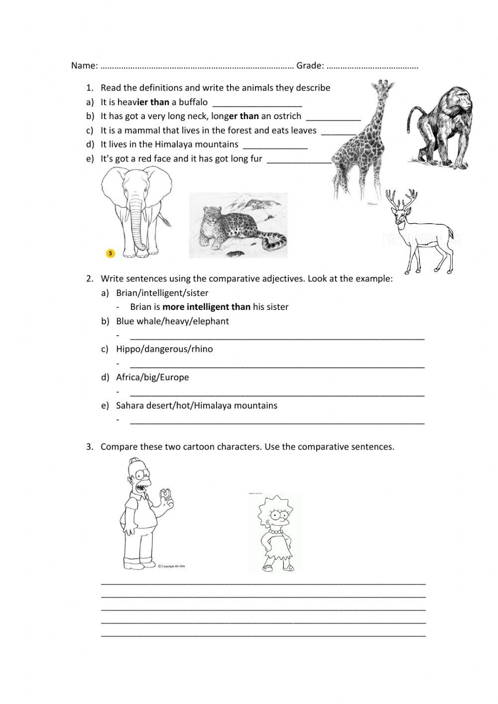 Comparing wild animals