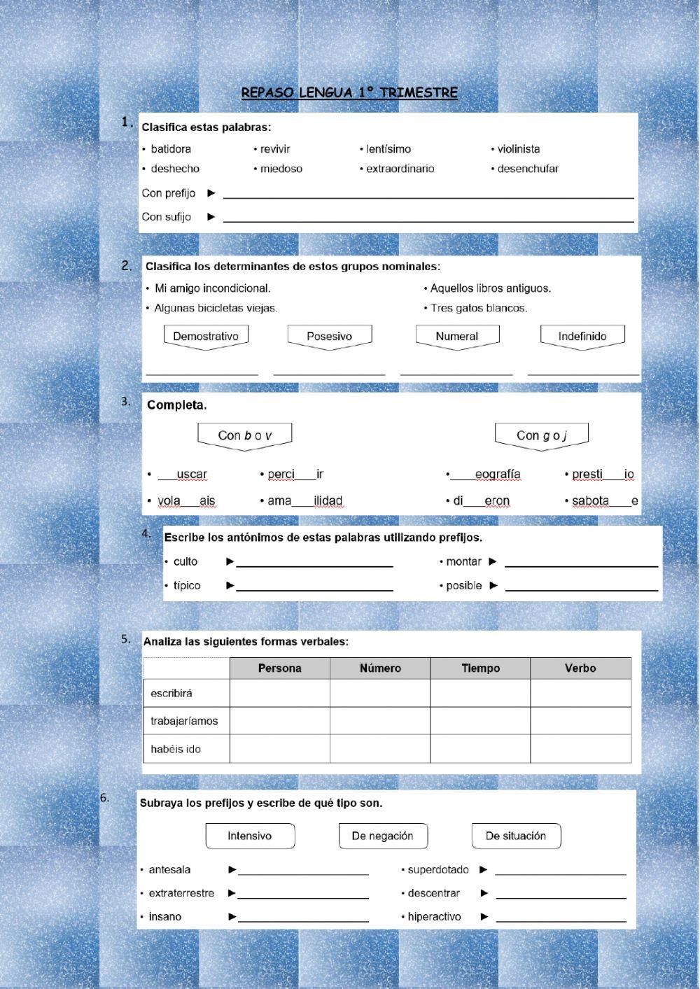 Repaso 1º trimestre lengua
