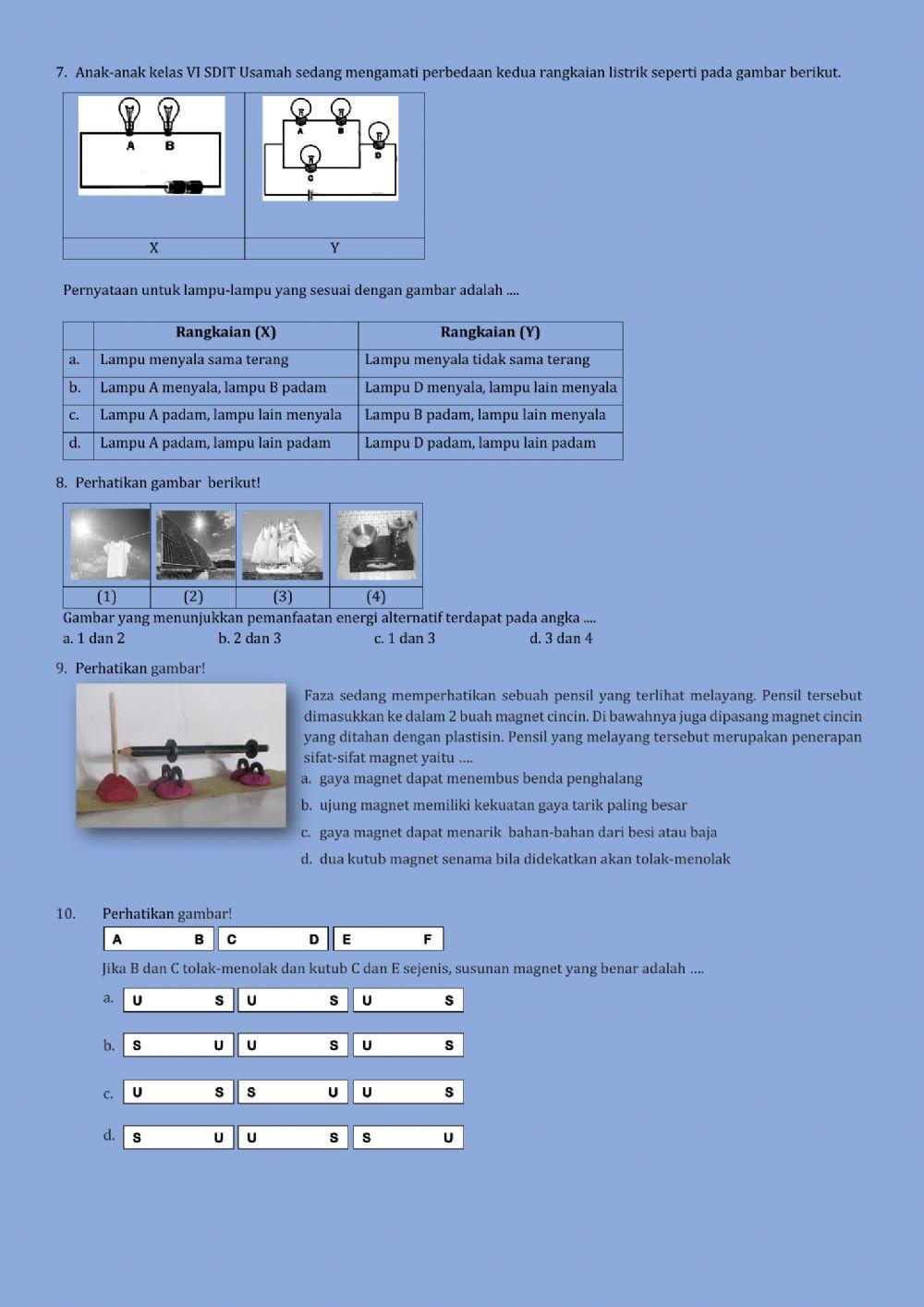 Latihan Soal IPA Tema 1- 5