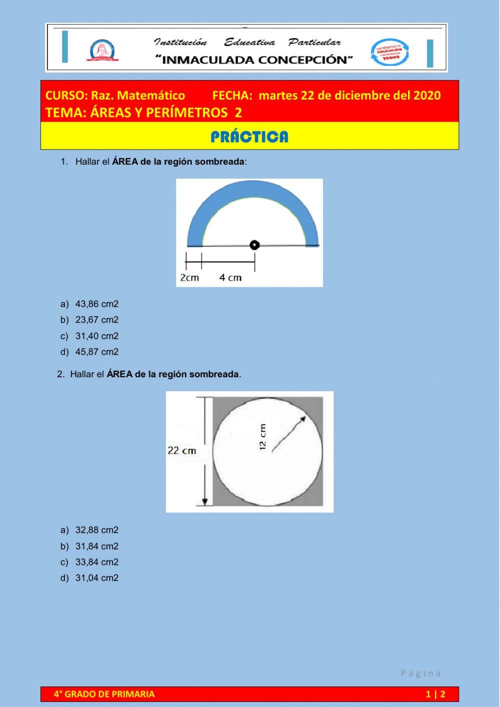 Áreas y perimetros 2