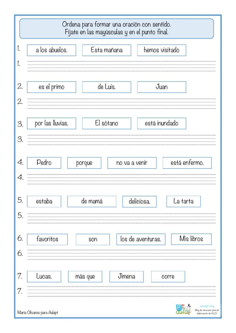 Completa las oraciones