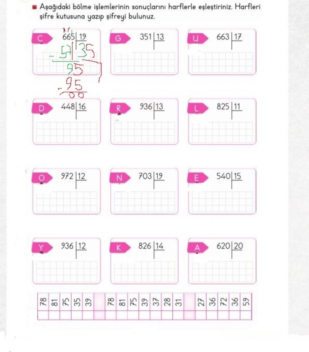 Bölme İşlemi Çengel Bulmaca 2