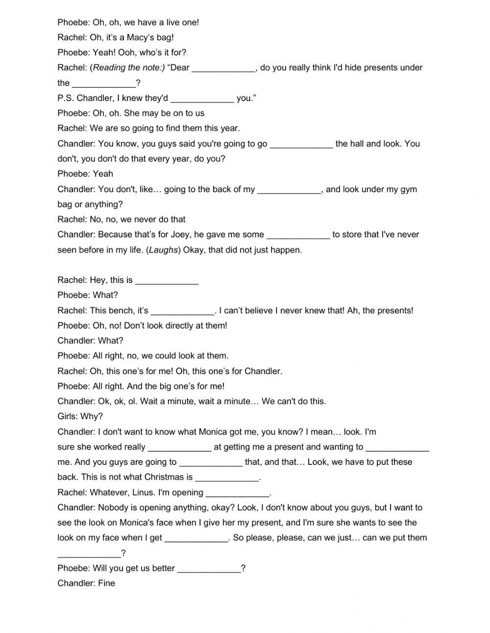 Christmas with friends video activity