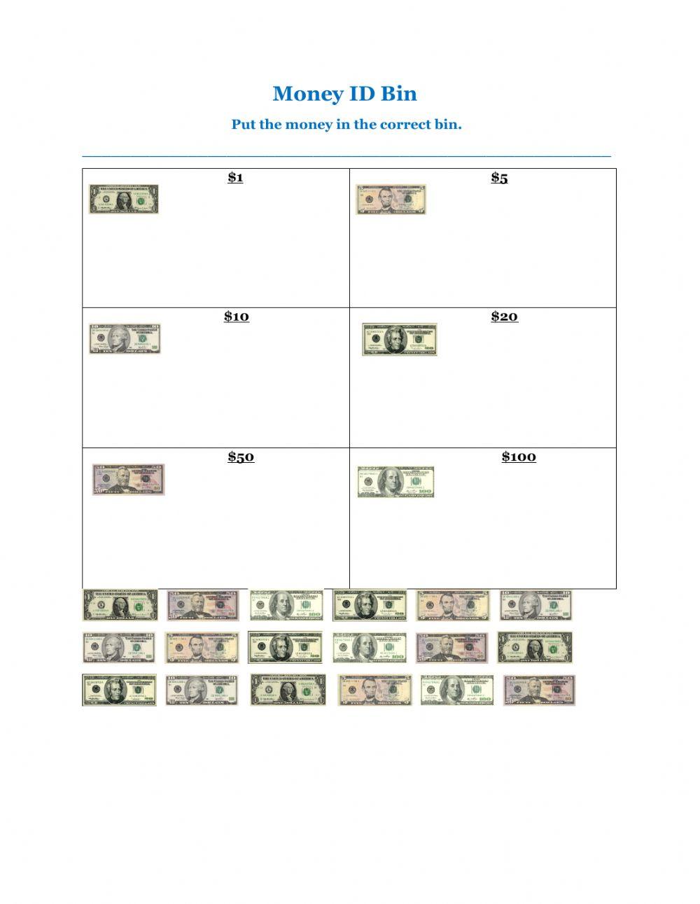 Money ID-2 worksheet | Live Worksheets