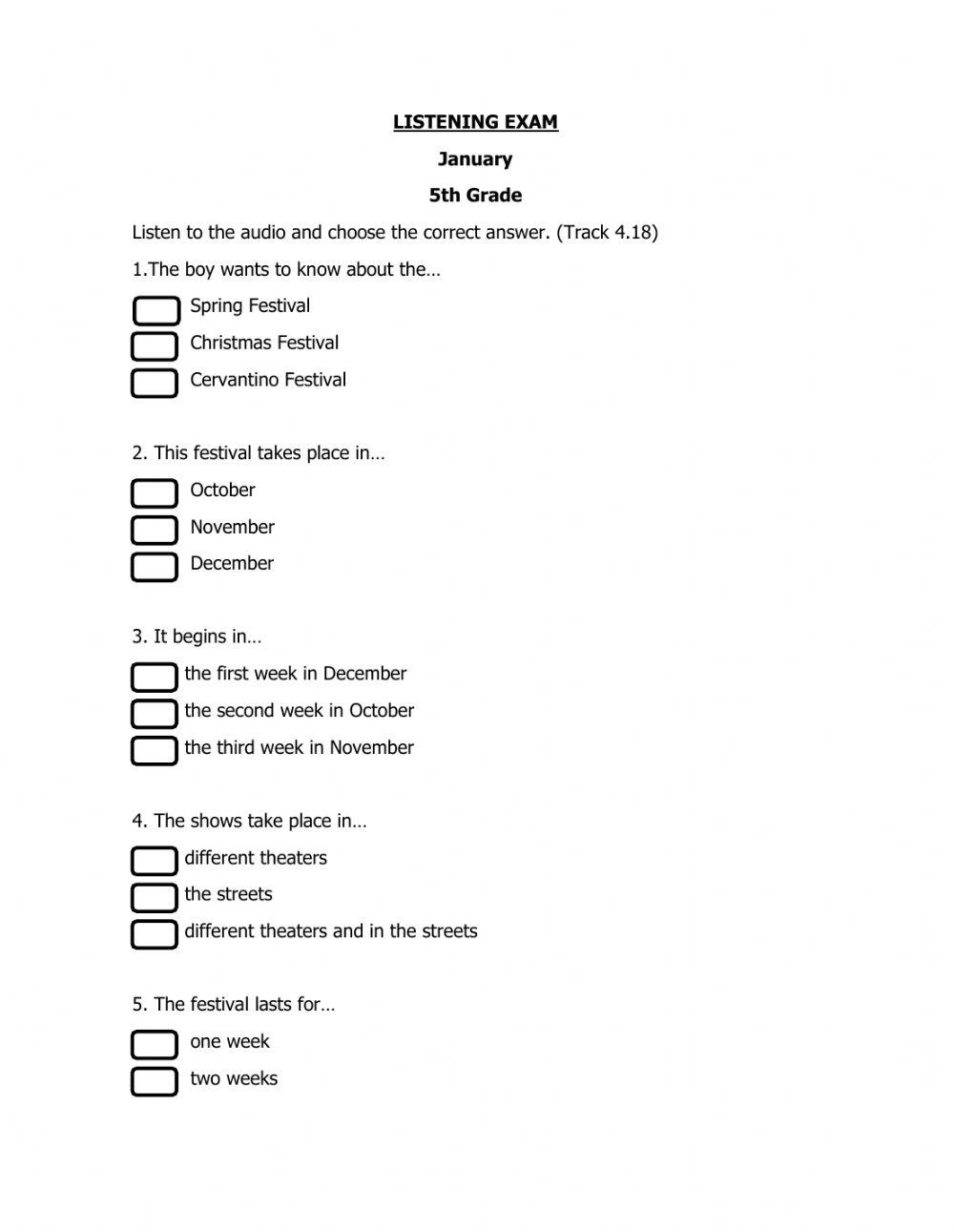 Listening Exam 5th January