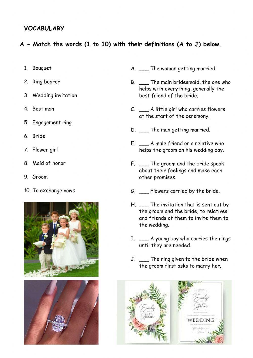 Wedding Vocabulary