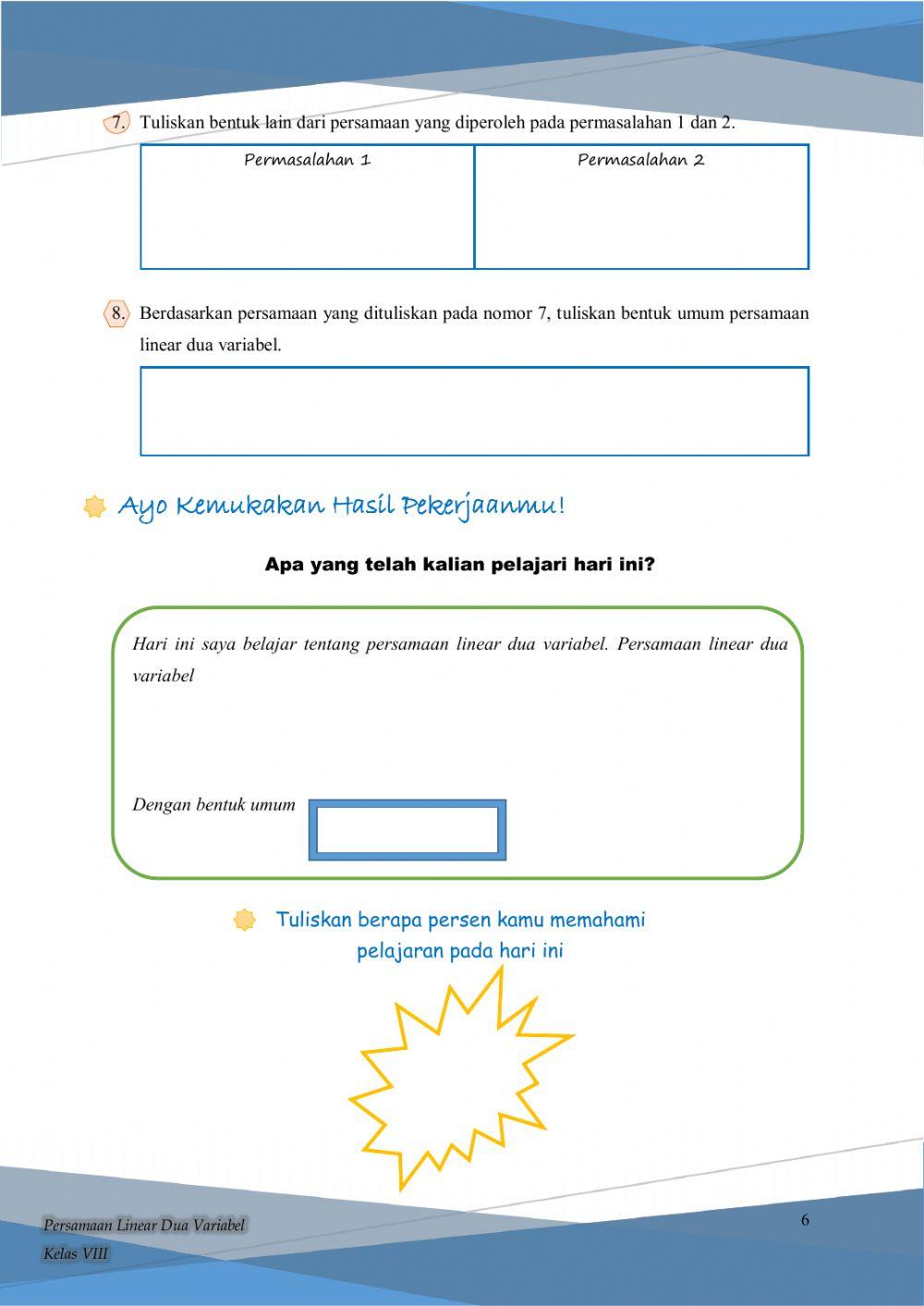 LKPD 1.. Sistem Persamaan Linear Dua Variabel (SPLDV)