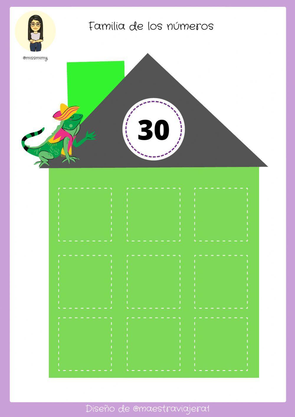 Familias de los números del 20 al 90