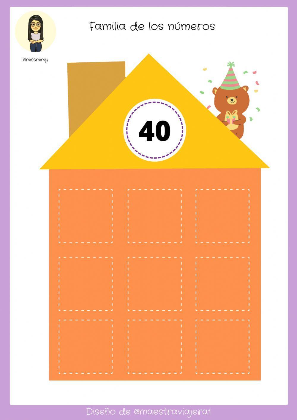 Familias de los números del 20 al 90