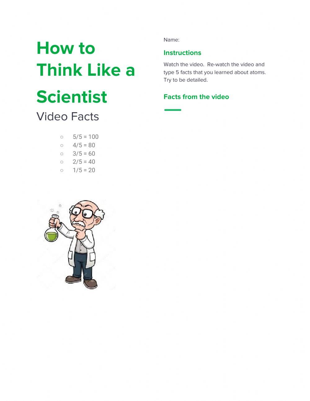 How to Think Like a Scientist worksheet Live Worksheets
