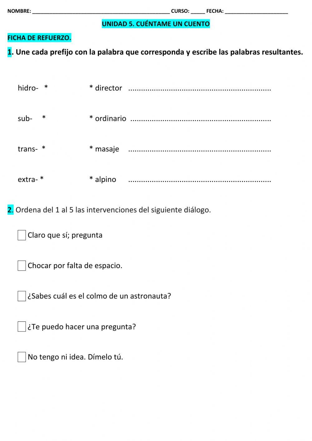 Ficha refuerzo T-5 LCL 5º EPO