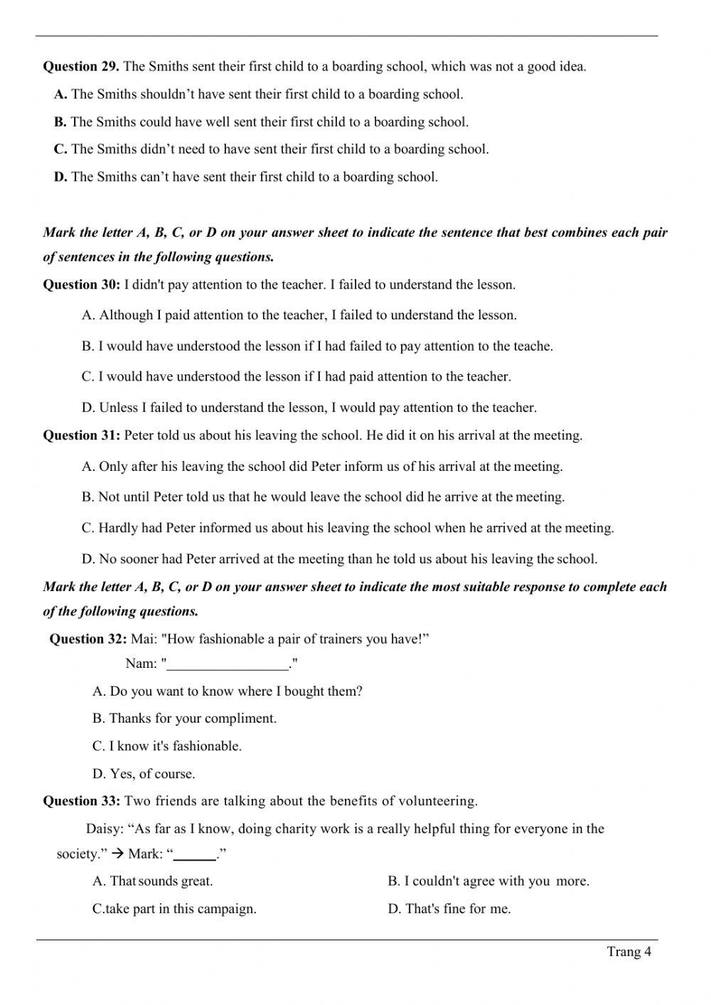 Đề thi thử Tiếng Anh THPT Quốc gia số 24