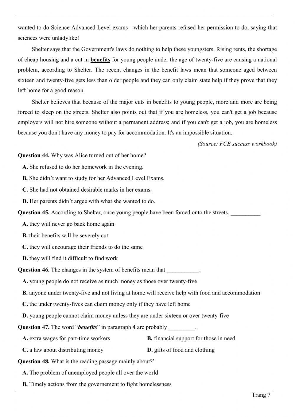 Đề thi thử Tiếng Anh THPT Quốc gia số 24