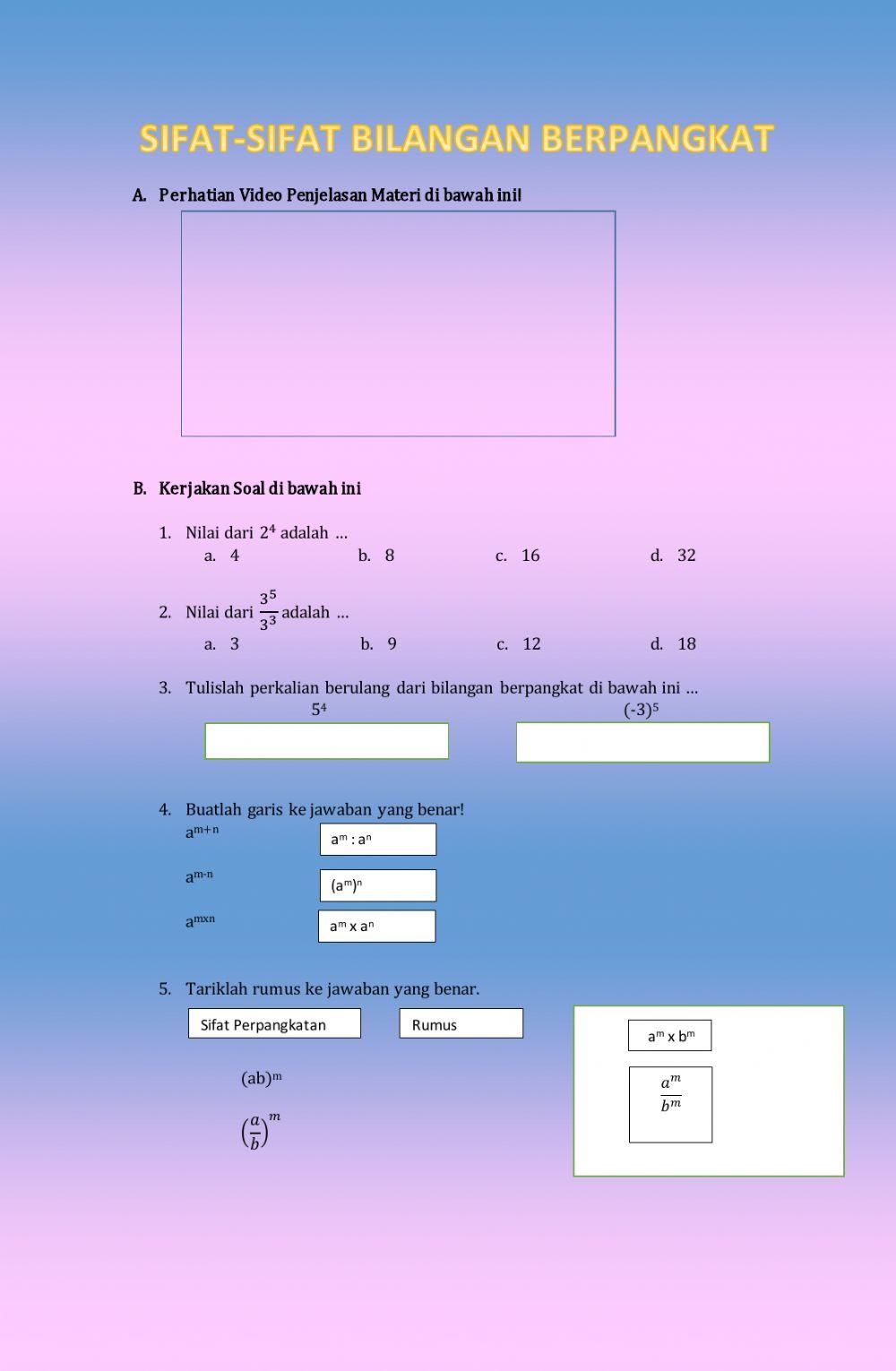 Sifat Bilangan Berpangkat