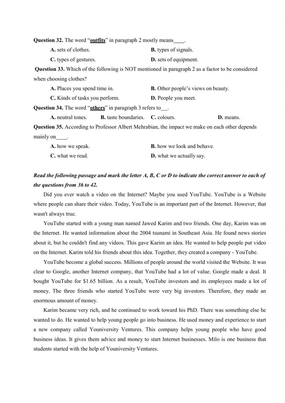 Đề thi thử Tiếng Anh THPT Quốc gia số 30