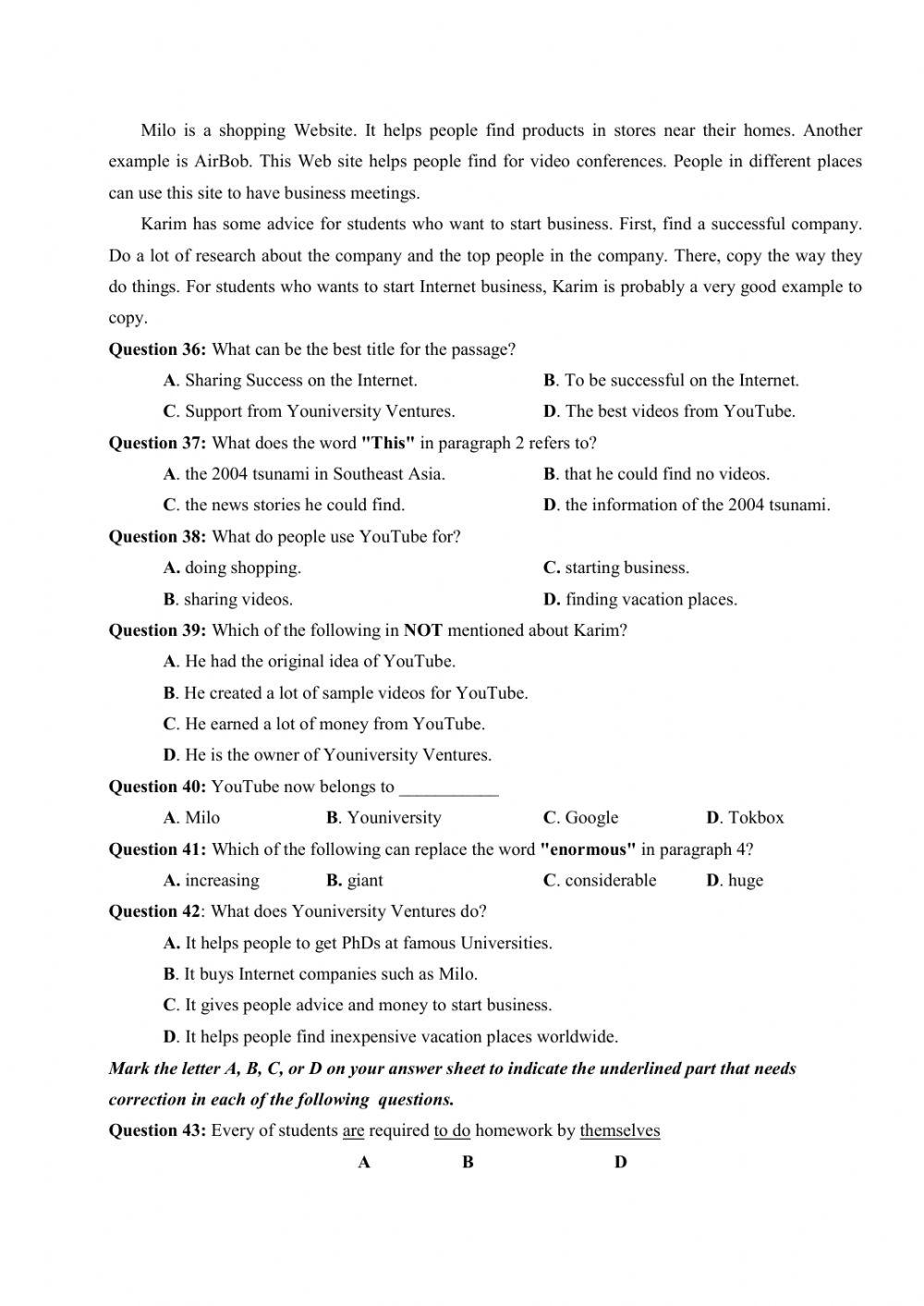 Đề thi thử Tiếng Anh THPT Quốc gia số 30