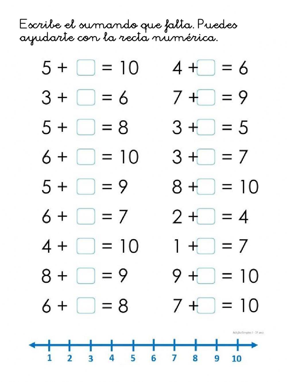 Averiguar el sumando que falta