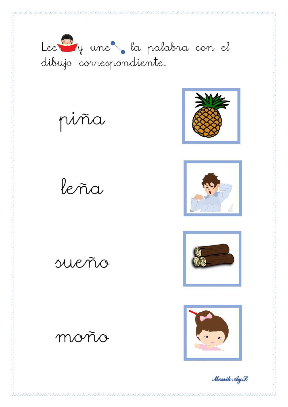 Lectura 12  p - m - l - s - t -d - n - ñ. Asociación palabra - dibujo.