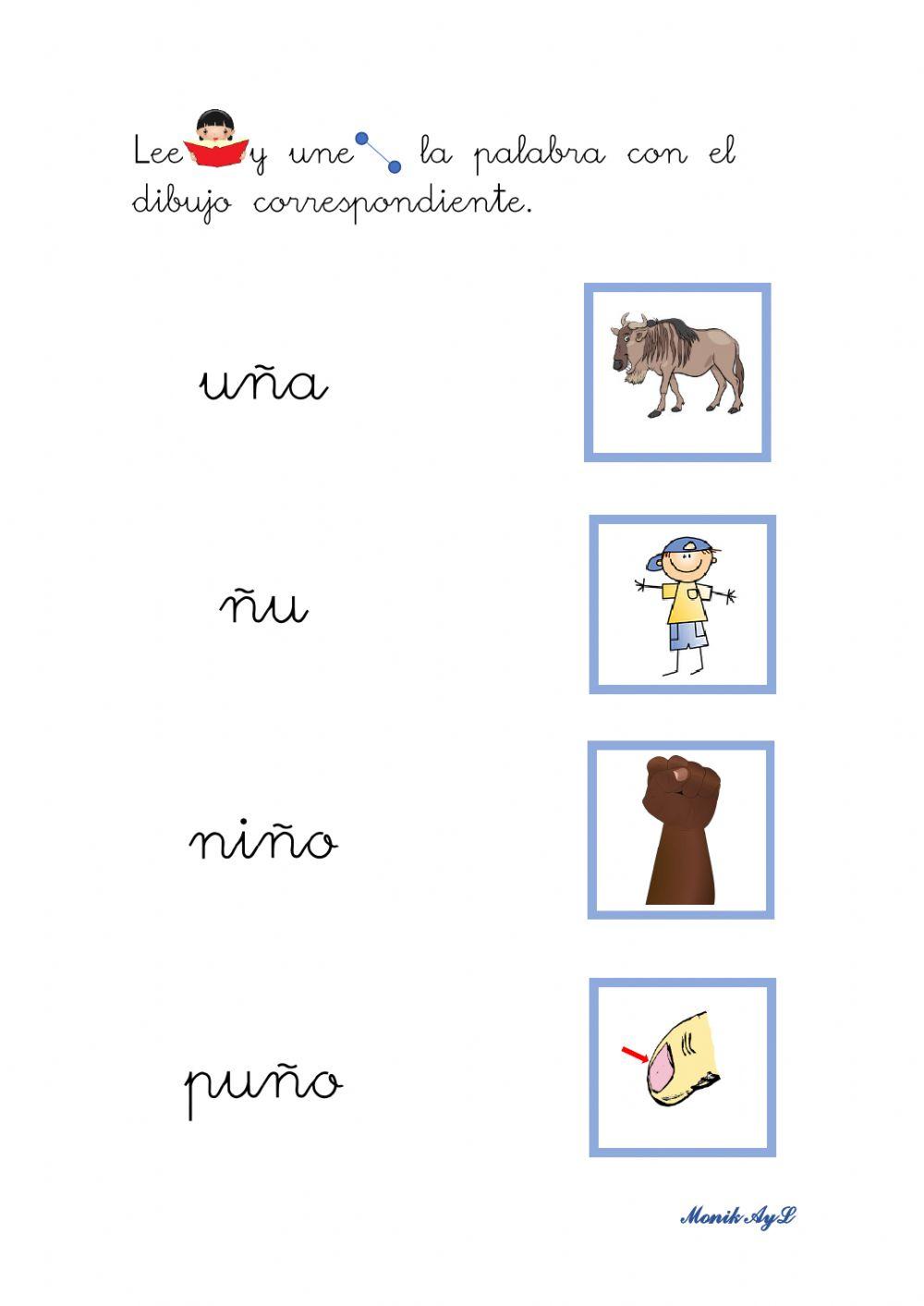 Lectura 13 p - m - l - s - t - d- n - ñ. Asociación palabra - dibujo.