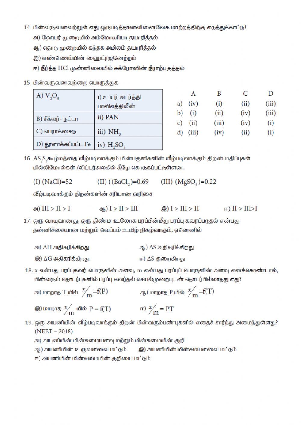 Tnscert 12th chemistry surface chemistry