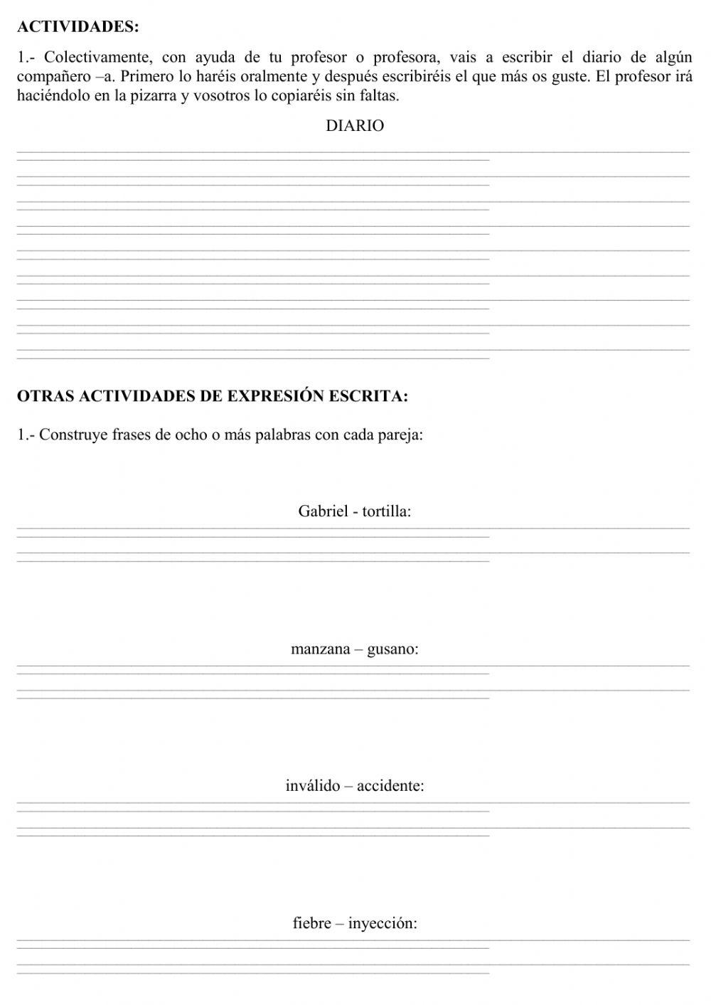 Expresión escrita  X 5º EPO