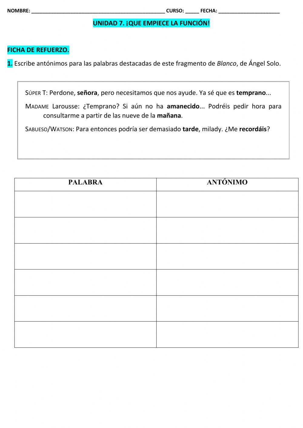 Ficha refuerzo LCL T-7 5º EPO