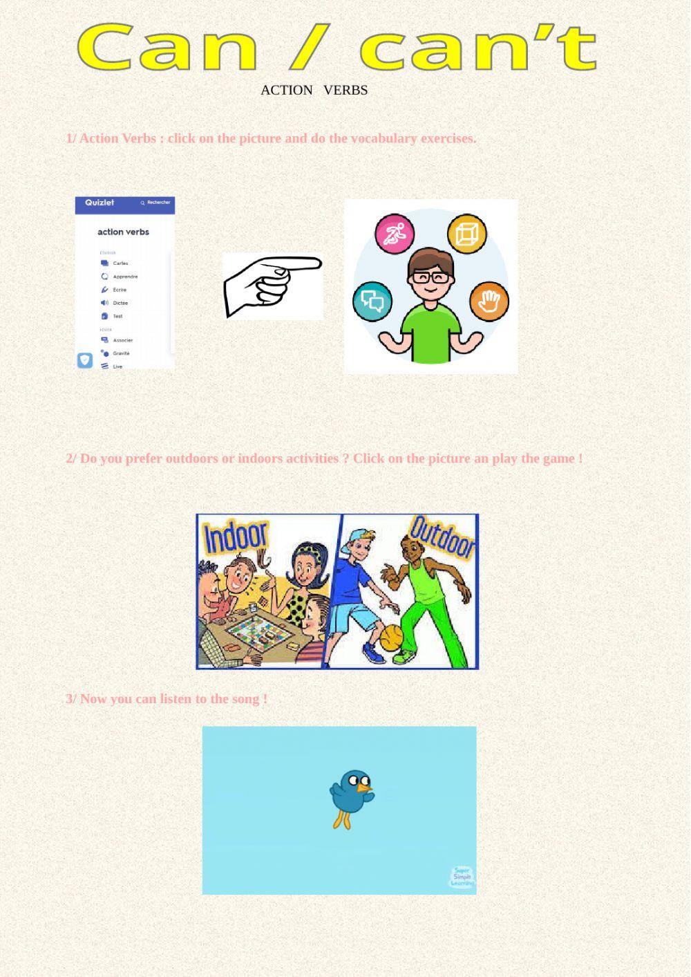 Can-can't : action verbs Can-can't : action verbs