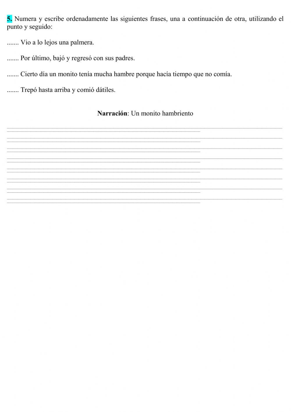 Ficha EXPRESIÓN ESCRITA XII T-10 5º EPO