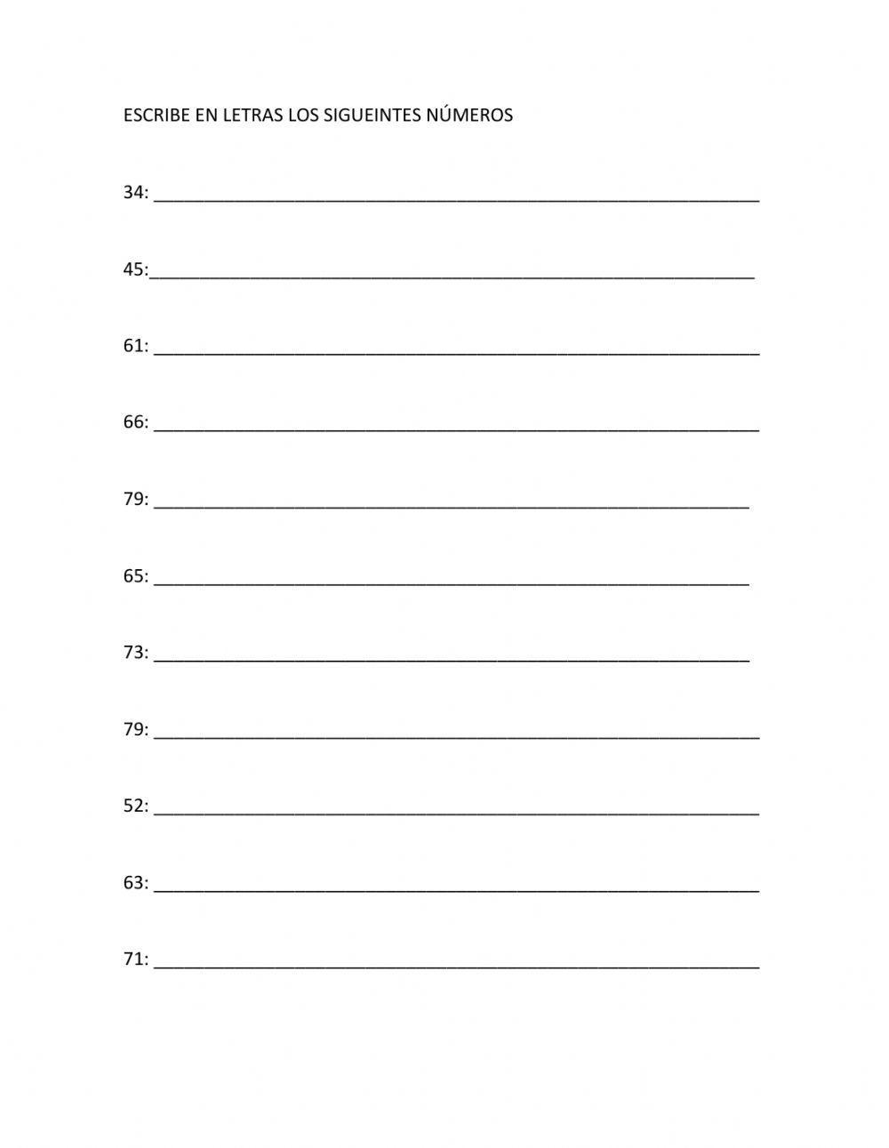 Lectura y escritura de números (DECENAS)