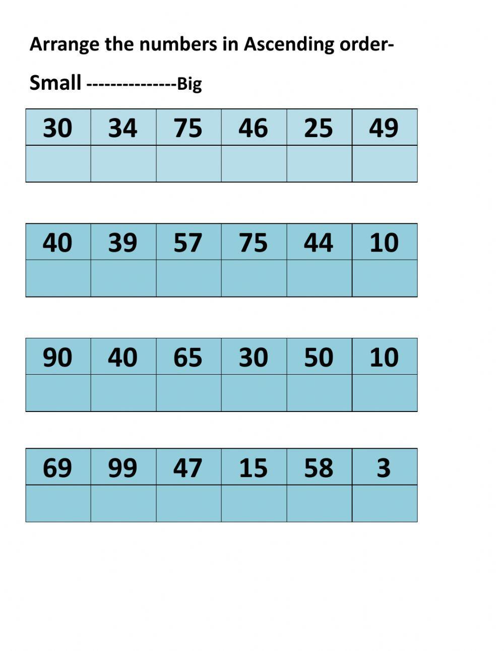 ascending order ascending order