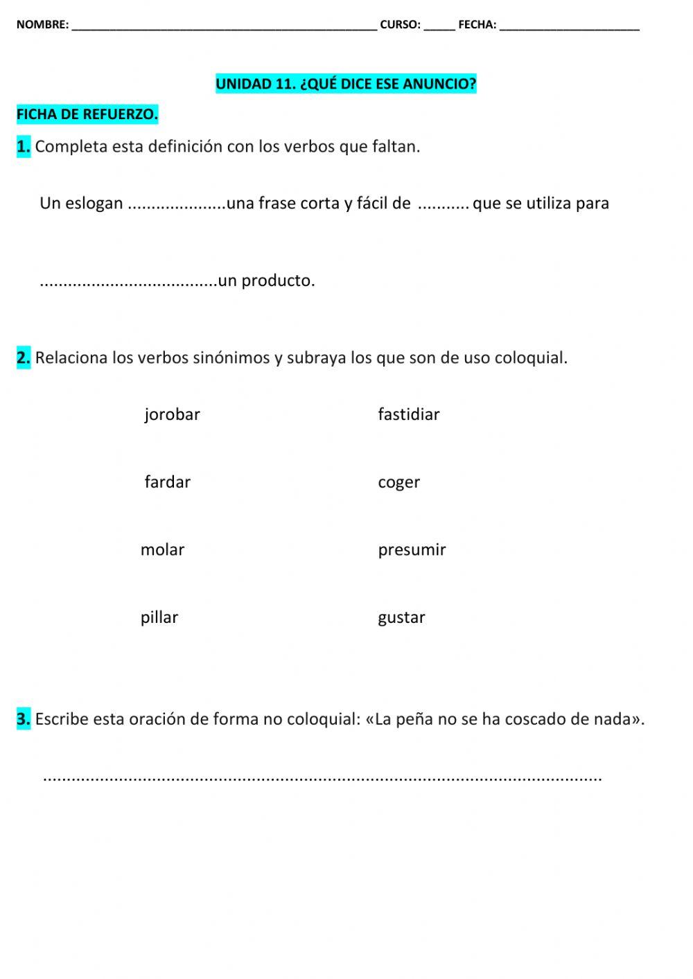 Ficha refuerzo T-11 LCL 5º EPO