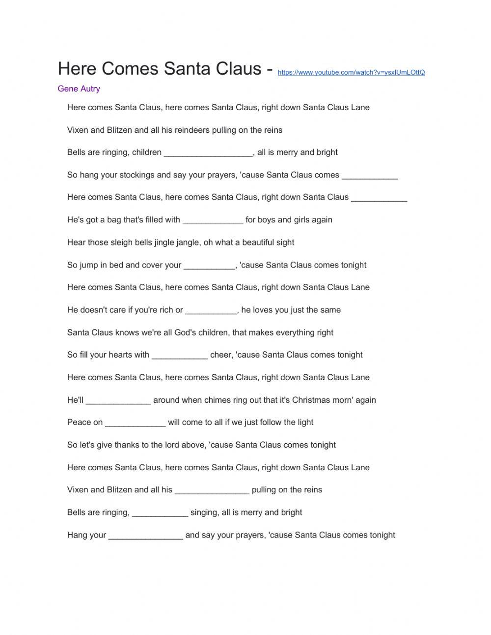 Jingle Bells - Fill in the blank