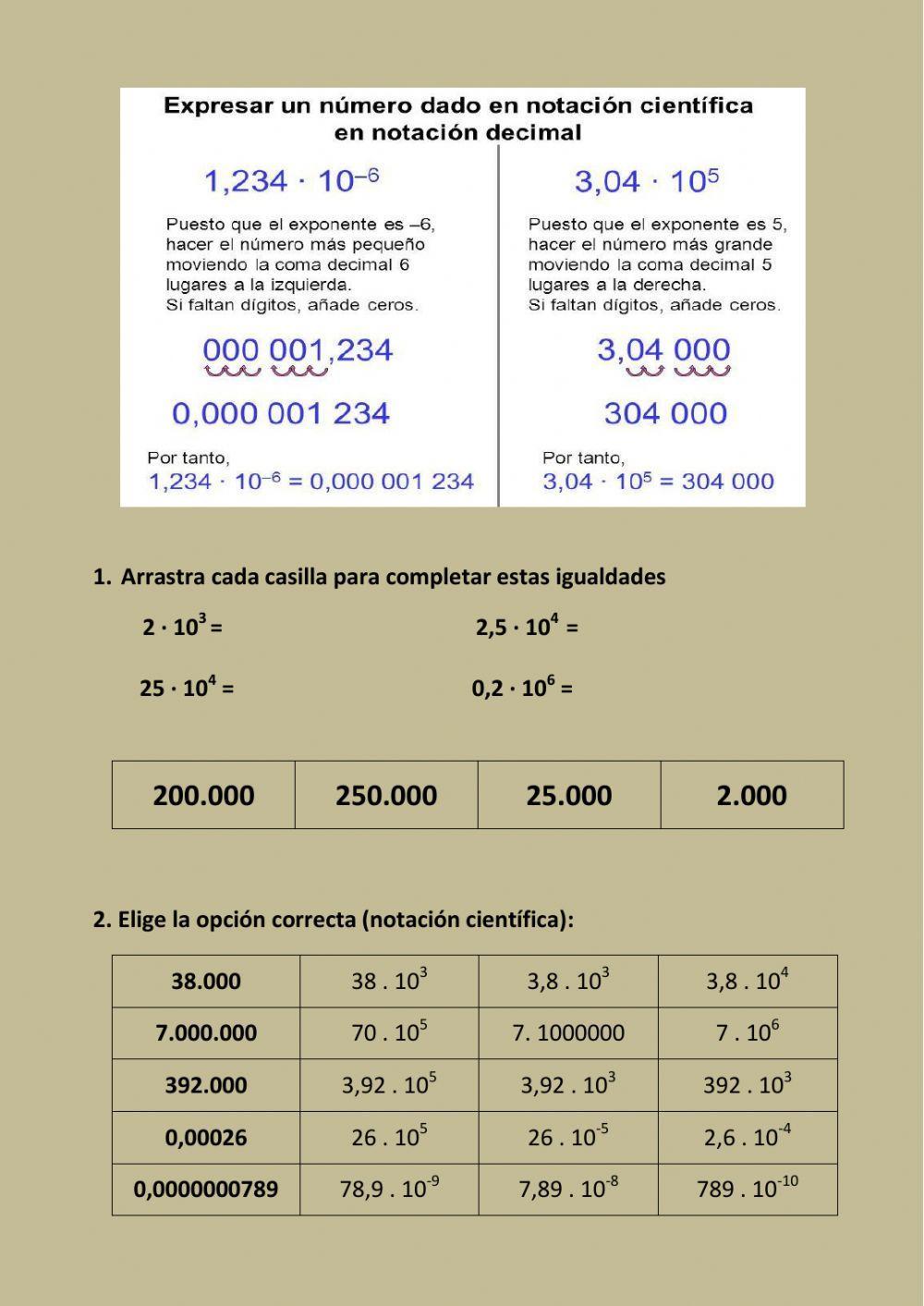 Potencias de base 10 y notación científica