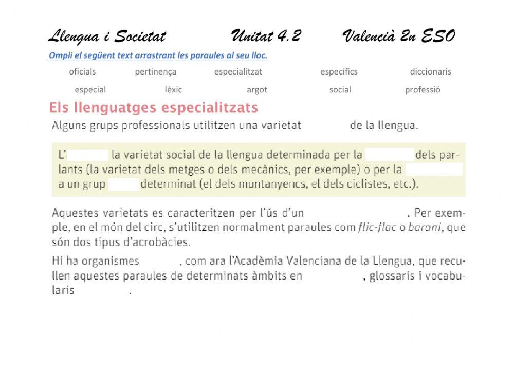 Llengua i societat 4.2 Llenguatges especialitzats