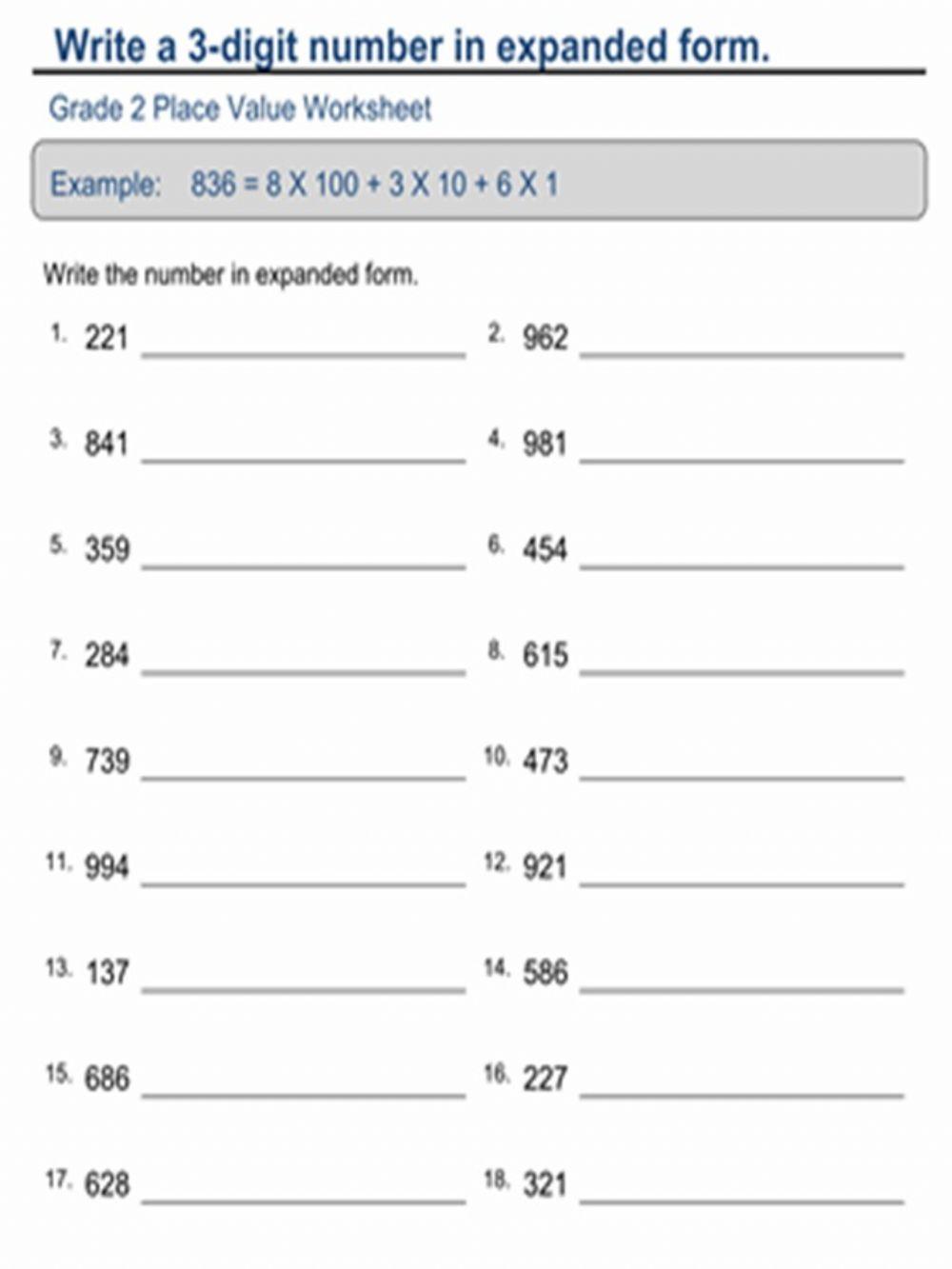 Convert between standard and expanded form activity live worksheets