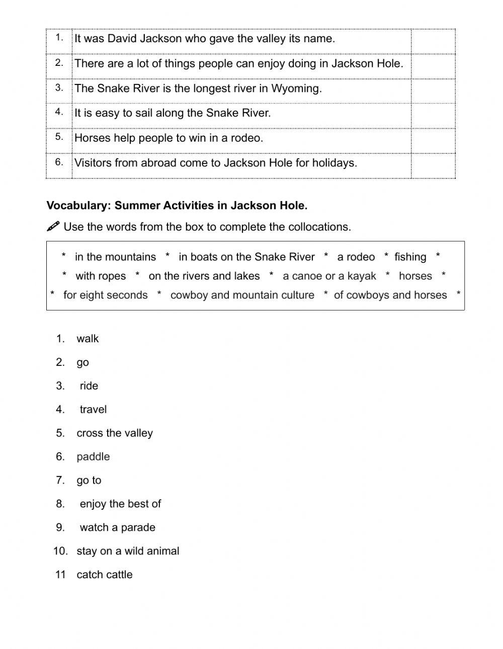 RbEn 7. Unit 3. Reading Practice. Jackson Hole