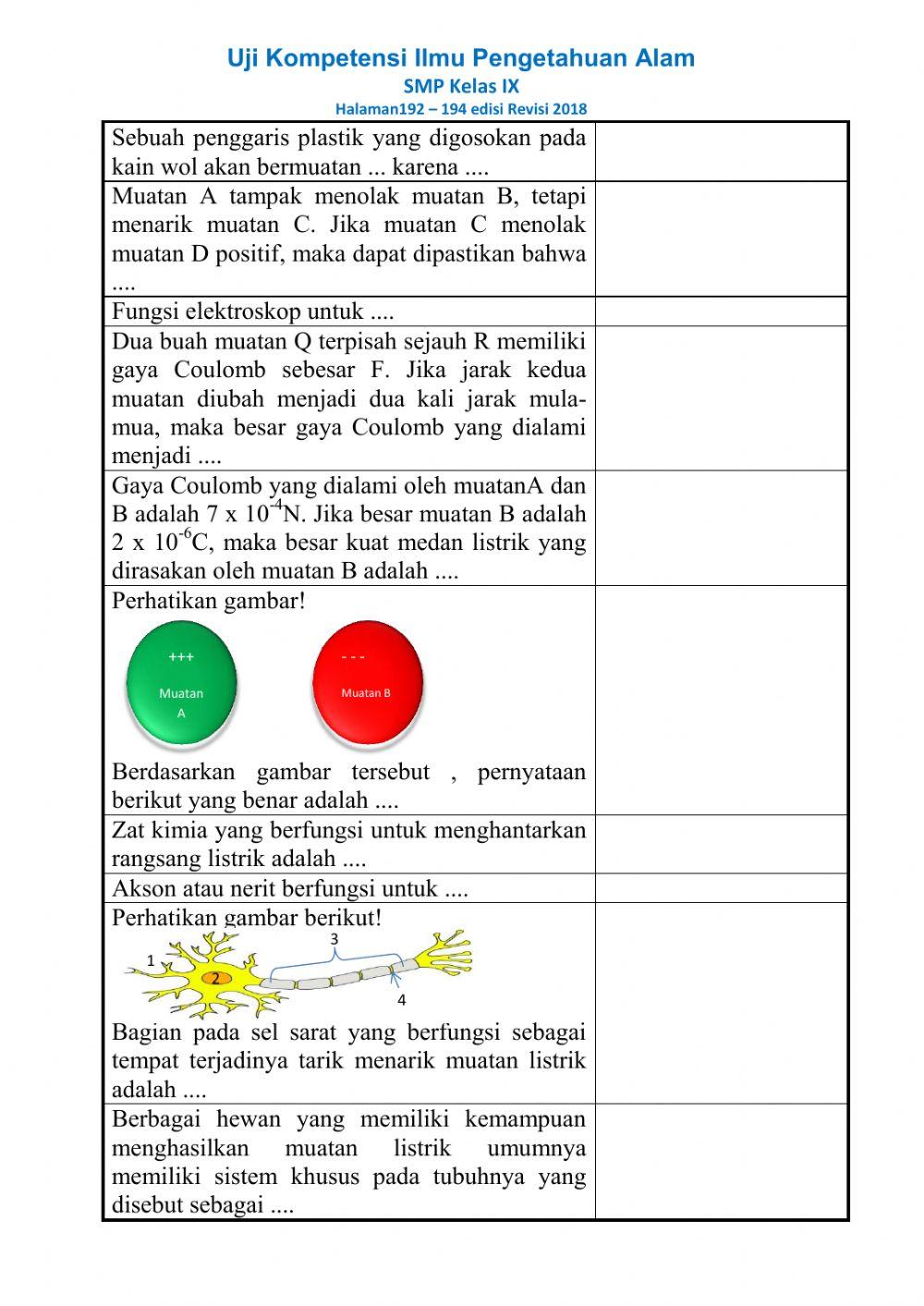 Uji kompetensi Kelas 9 hal 192