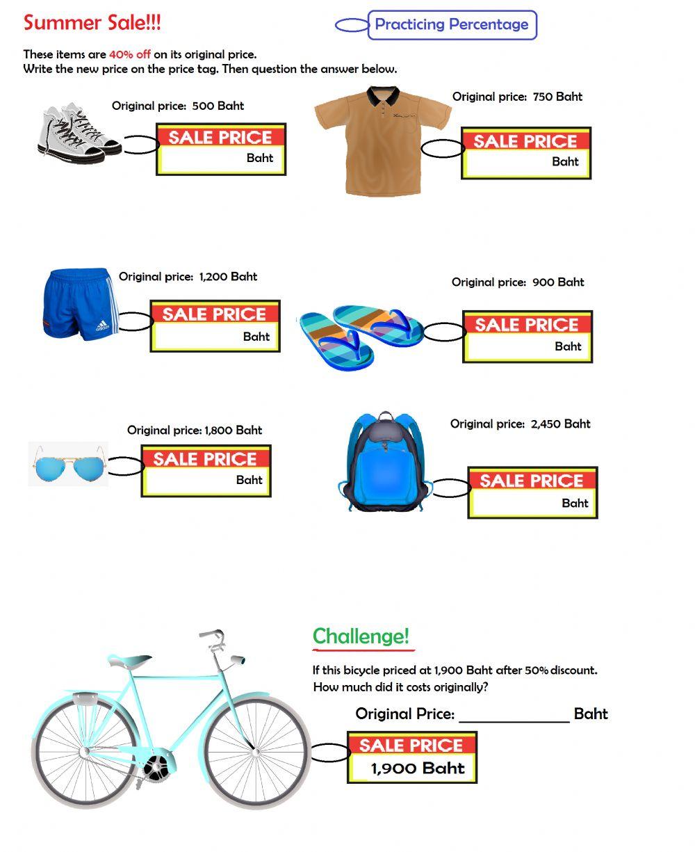 percentage discount 6337385 TBOB LiveWorksheets